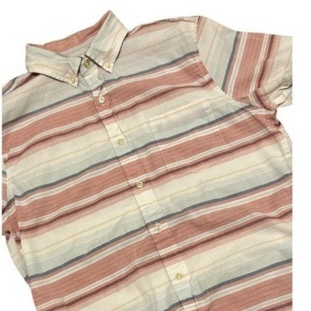 Mens Striped Short Sleeve Button‎ Down Shirt Casual Summer Top Preppy Office